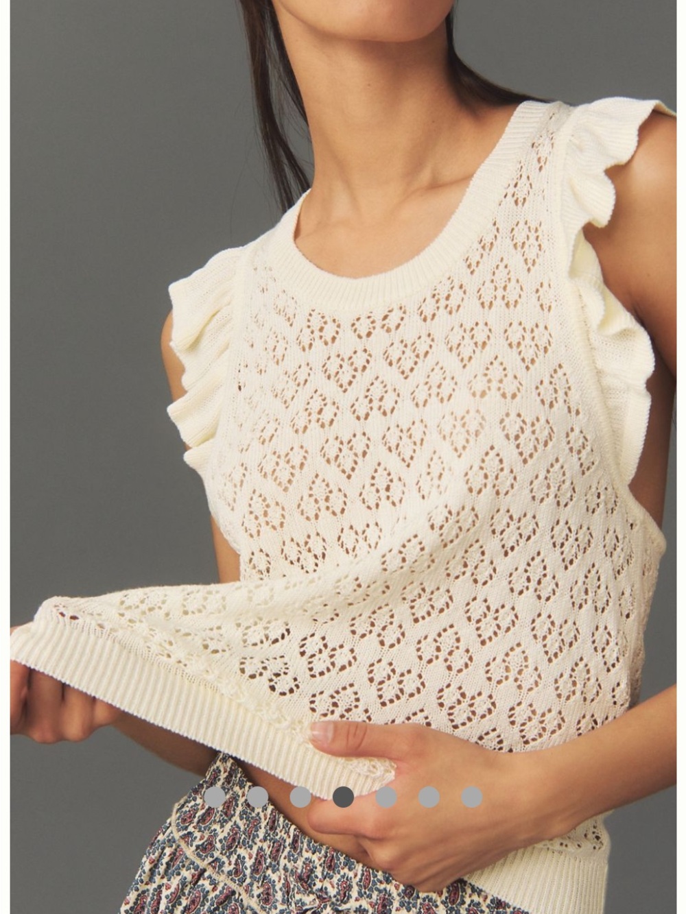 Pointelle Ruffle Sweater Tank